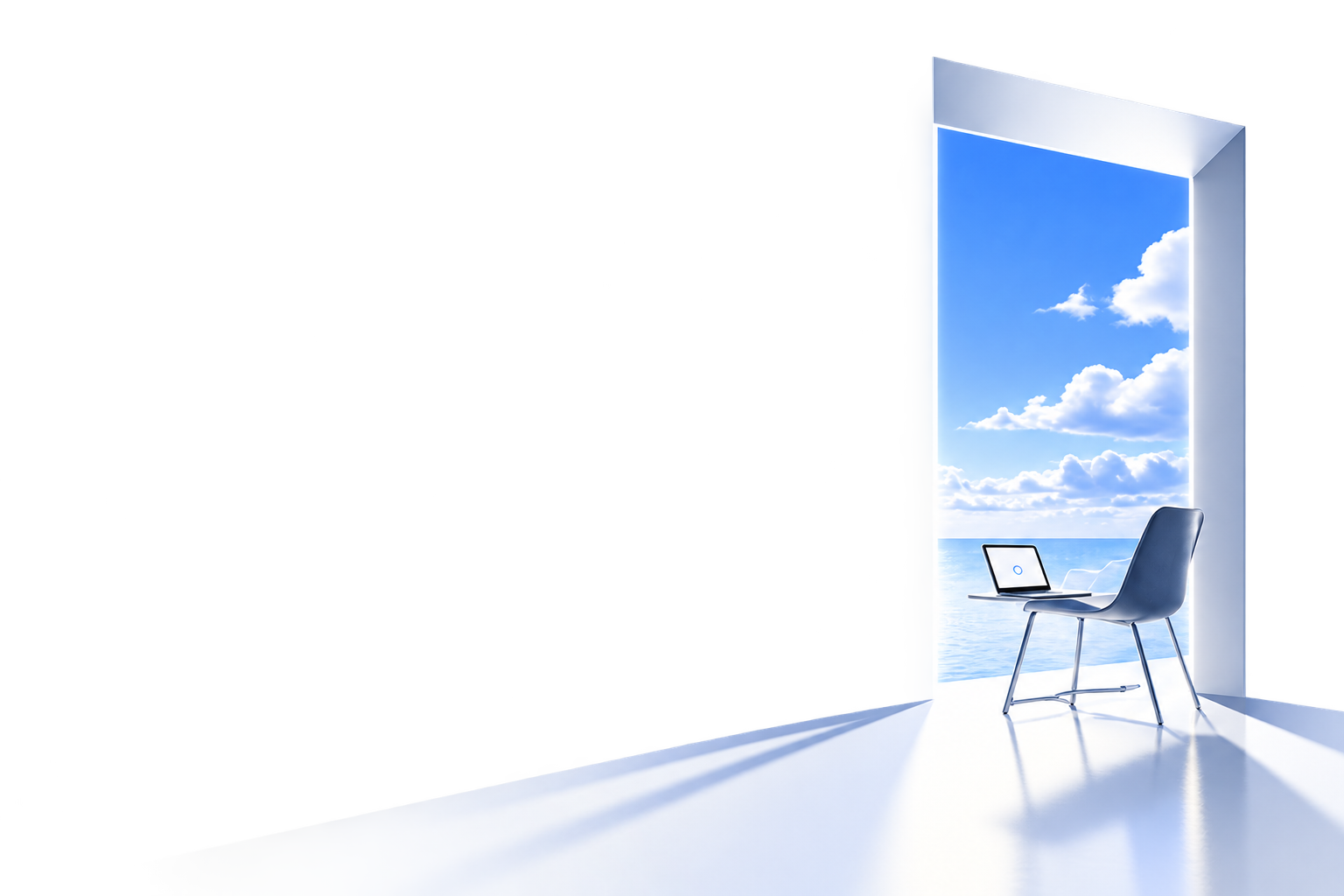Ocean doorway workspace background